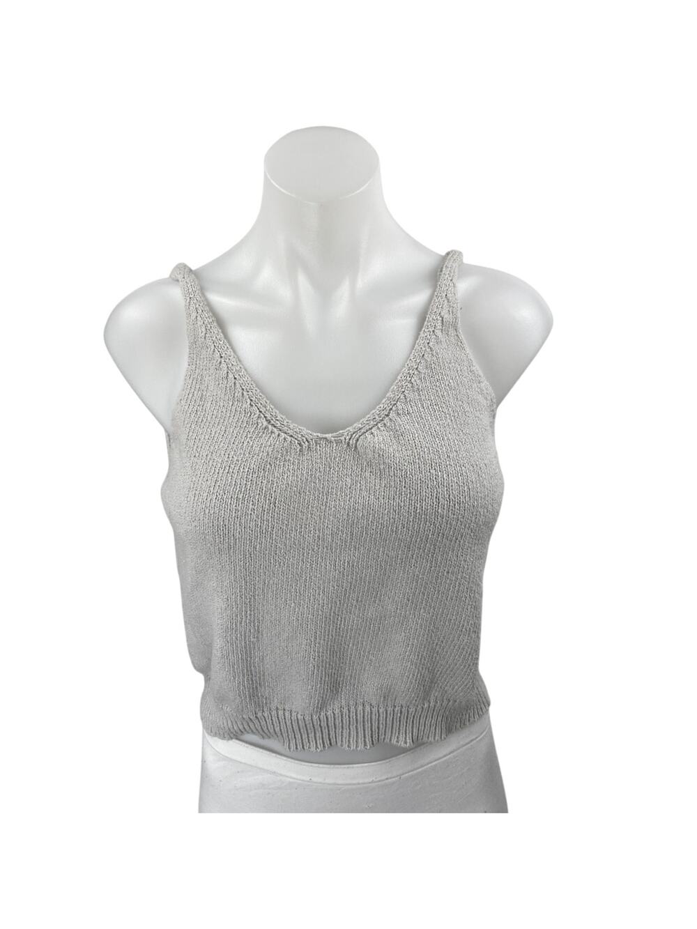 One Grey Day Women's Gray Sleeveless Knit Cami Camisole Crop Tank Top Size S